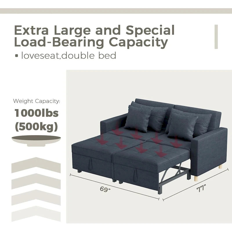 AECOJOY Divano Letto 3 in 1, Letto Singolo Convertibile
