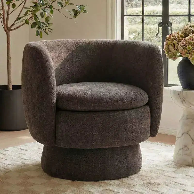 Set di 2 moderne poltrone girevoli a botte con tessuto imbottito, poltrona da salotto girevole a 360 gradi per soggiorno, camera da letto - Panipeachy