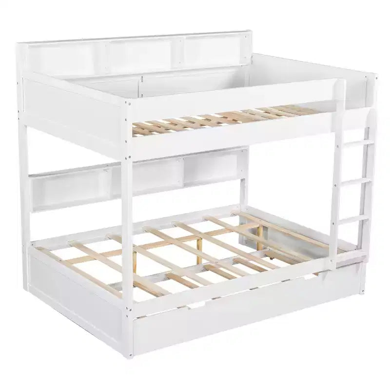 Luxystar Letto a castello moderno completo su completo con ripiani e letto estraibile