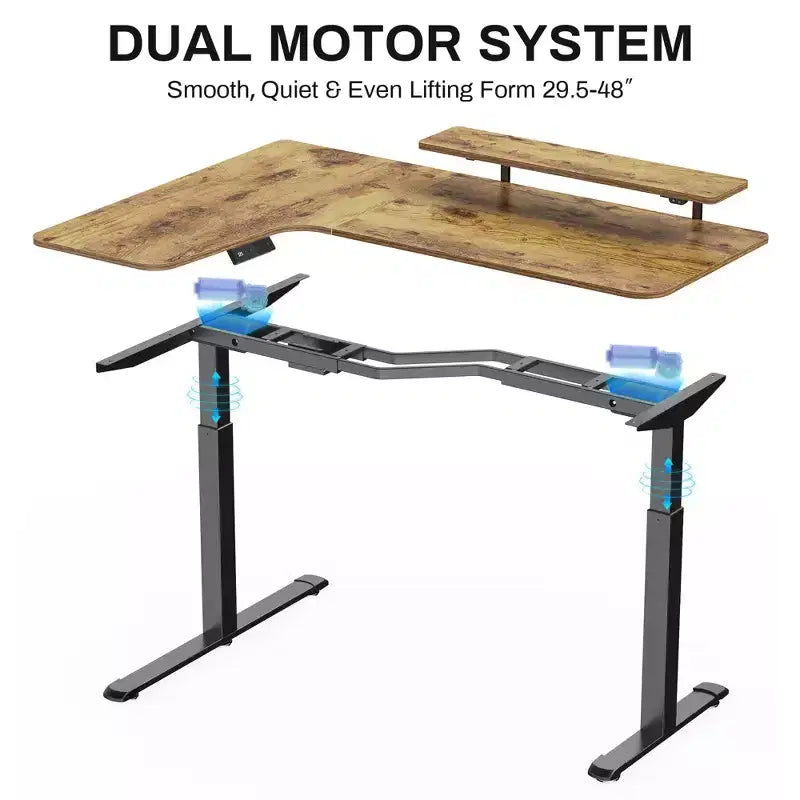 Bureau assis-debout en forme de L EUREKA ERGONOMIC 60x23 avec accessoires