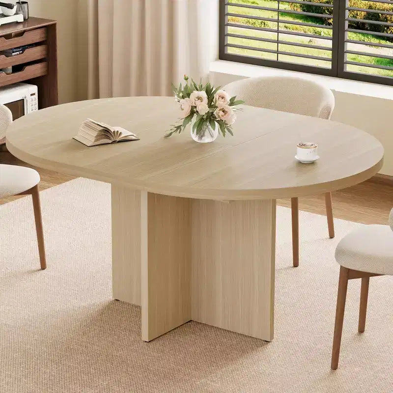 Tavolo da pranzo rotondo allungabile da 43,3''-59'' per 4-8 persone, moderno tavolo da pranzo ovale da cucina con prolunghe rimovibili, tavolo da pranzo per sala da pranzo, cucina