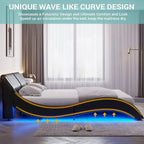 Cadre de lit plateforme moderne rembourré Queen avec lumières LED