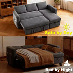 Canapé-lit sectionnel Dyonery 81, canapé-lit escamotable en forme de L avec méridienne de rangement réversible, USB, dossier inclinable