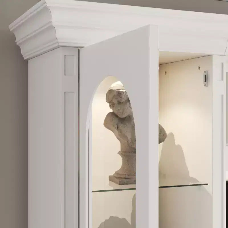Meuble TV Famapy Blanc Grand Meuble de Rangement avec Armoires et Spots LED pour Salon