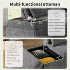 Canapé-lit modulaire sectionnel Whisen 270 - 6 places en forme de L avec pouf de rangement, canapé en chenille, personnalisable pour salon et appartement