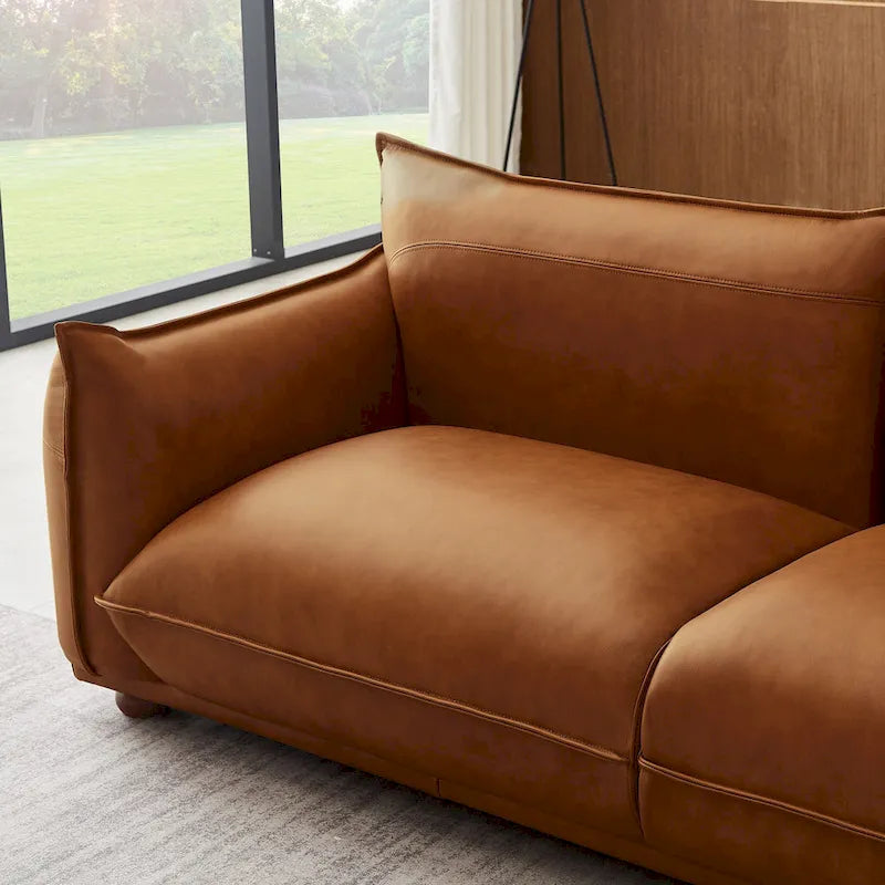 Divano in vera pelle di lusso Manar Mid-Century Modern