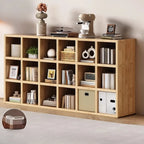 Libreria moderna orizzontale in legno a 8 cubi, finitura naturale