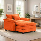 Fauteuil d'appoint surdimensionné en chenille EHMKNP avec pouf