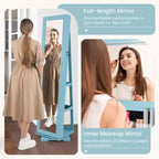 Costway Armoire à bijoux rotative à 360° 2-en-1 Organiseur miroir verrouillable Blanc/Noir/Marron foncé/Gris/Bleu/Rose/Violet/Gris foncé