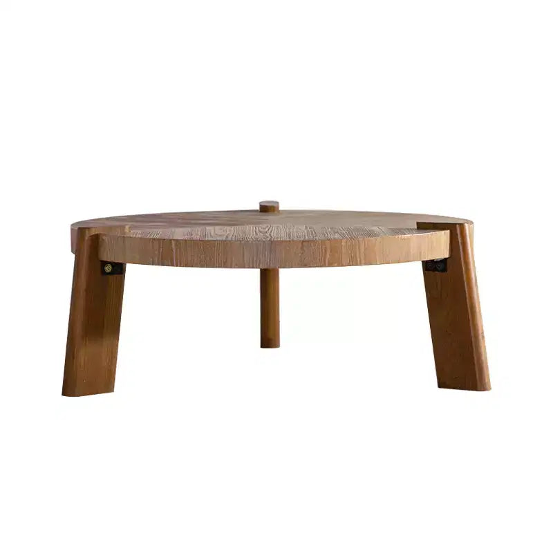Tavolino da caffè rustico rotondo in legno, tavolino centrale decorativo naturale - ModernLuxe