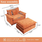 Fauteuil d'appoint surdimensionné en chenille EHMKNP avec pouf