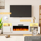Mobile TV Bossin 70" con caminetto elettrico 36", Mobile TV per televisori fino a 80", 16 colori LED/Centro di intrattenimento