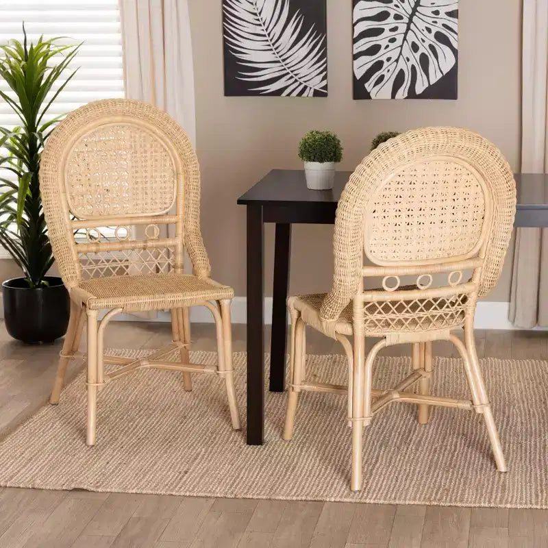 Set di 2 sedie da pranzo in rattan marrone naturale Jelita Modern Bohemian Bali & Pari