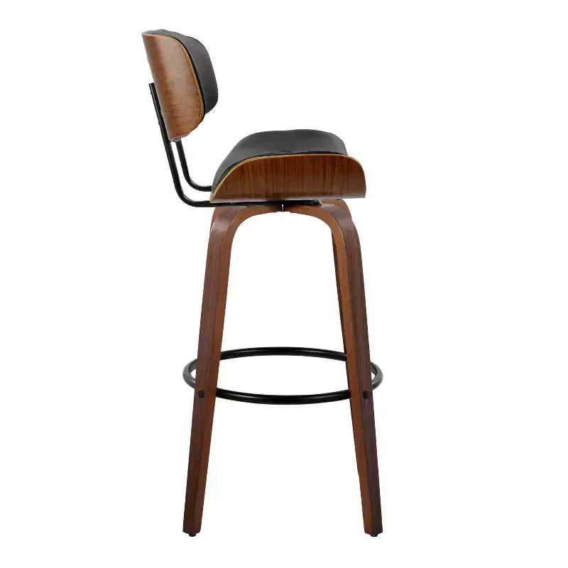 Ensemble de 2 tabourets de bar Lombardi Noyer/Noir - LumiSource : Hauteur fixe, Touffeté, Assise de 30,5, Milieu de siècle