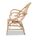 Jayden Fauteuil d'Appoint Rembourré en Tissu et Rotin Blanc/Naturel - bali & pari