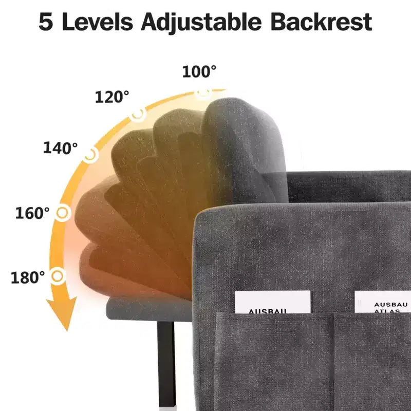 Canapé convertible 2 en 1 Dyonery avec méridienne de rangement, sectionnel en chenille avec ports USB pour salon