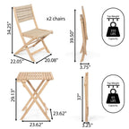 Ensemble bistrot pliant d'extérieur 3 pièces Cadiz Modern Coastal en bois d'acacia, par JONATHAN Y