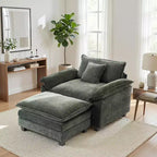 Fauteuil d'appoint surdimensionné en chenille EHMKNP avec pouf