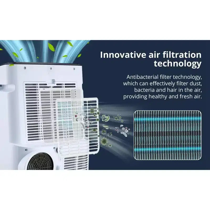 Climatiseur portable Acekool 14000 BTU, unité de climatisation 3-en-1 avec Wi-Fi, refroidit et chauffe jusqu'à 65 m², télécommande, pour salon/camping-car/espace de travail