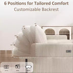 Divano Letto, Divano Estraibile a L da 81 pollici con Chaise Longue Reversibile e Contenitore/Porta USB/Tasca Laterale/Montaggio Senza Attrezzi, Velluto a Coste Beige