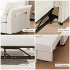 Dyonery 51 Divano Letto 3-in-1, Divanetto Convertibile con Letto Estraibile, Schienale Regolabile, Divano in Lino