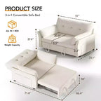 Dyonery 51 Divano Letto 3-in-1, Divanetto Convertibile con Letto Estraibile, Schienale Regolabile, Divano in Lino