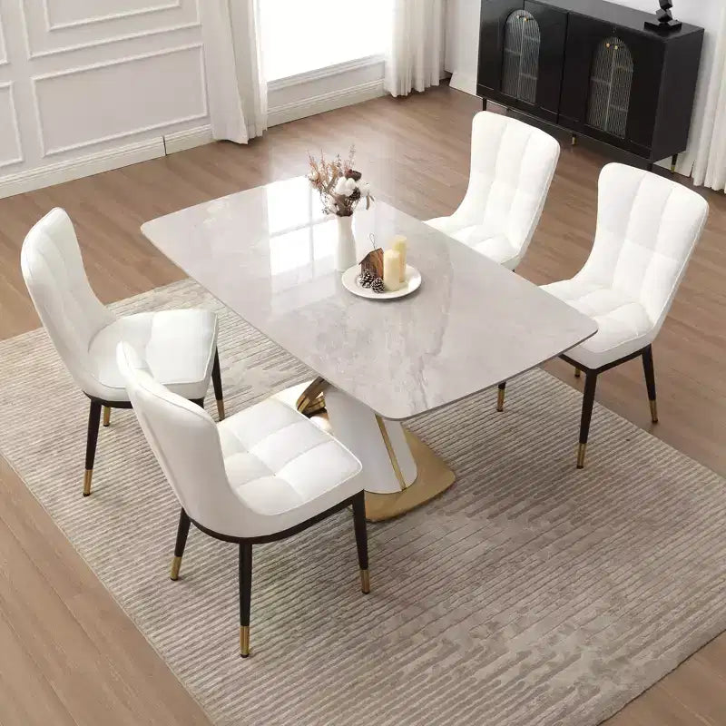 Bekrvio Sedie da Sala da Pranzo Set da 6, Moderne Imbottite in Ecopelle con Schienale Alto, Gambe in Metallo, Sedie da Cucina Senza Braccioli per Soggiorno Sala da Pranzo