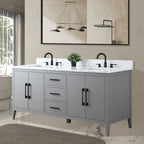 Mobile lavabo doppio Vanity Art 72 per bagno con piano in marmo composito