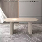 Okak 78IN Tavolo da Pranzo Estensibile per 4-8 Persone, Tavolo da Cucina con Base a Strisce di Legno, Tavolo Pieghevole per Soggiorno, Sala da Pranzo