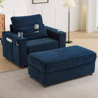 Divano letto Chaise Lounge con pouf contenitore mobile, seduta profonda