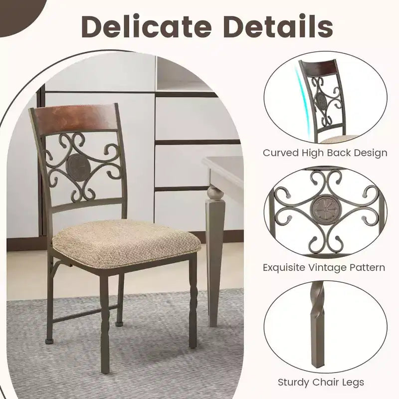 Costway Set di 2/4 sedie da pranzo senza braccioli, set di sedie da cucina con cuscino del sedile