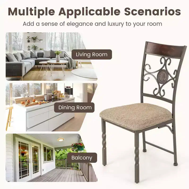Costway Set di 2/4 sedie da pranzo senza braccioli, set di sedie da cucina con cuscino del sedile