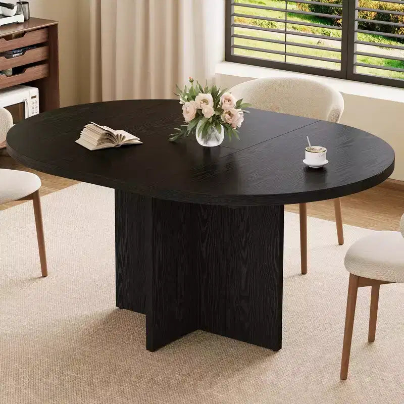 Tavolo da pranzo rotondo allungabile da 43,3''-59'' per 4-8 persone, moderno tavolo da pranzo ovale da cucina con prolunghe rimovibili, tavolo da pranzo per sala da pranzo, cucina
