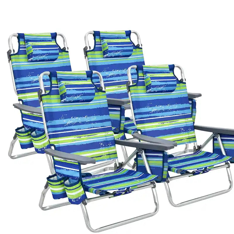 Costway Sedia Pieghevole da Spiaggia Zaino 4 Pezzi, 5 Posizioni per Esterno - Vedi Dettagli