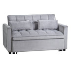 Moderno divano letto estraibile, divano letto 3-in-1 con schienale regolabile, divanetto in velluto, cuscini e tasche laterali