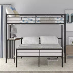 Lit superposé en métal une place sur deux places avec bureau, lit mezzanine une place avec lit inférieur double séparé pour enfants
