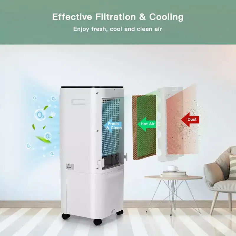 Rafraîchisseur d'air évaporatif portable Costway 4-en-1 avec réservoir d'eau de 12 L et 4 accumulateurs de froid