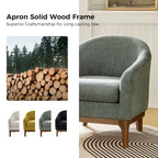 Poltrona a botte Augus Modern Boucle con gambe in legno massello di HULALA HOME