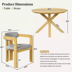 ModernLuxe Set da pranzo rotondo da esterno a 5 pezzi in legno di acacia, tavolo da 47" con 4 sedie a barilotto imbottite per giardino/patio/cortile
