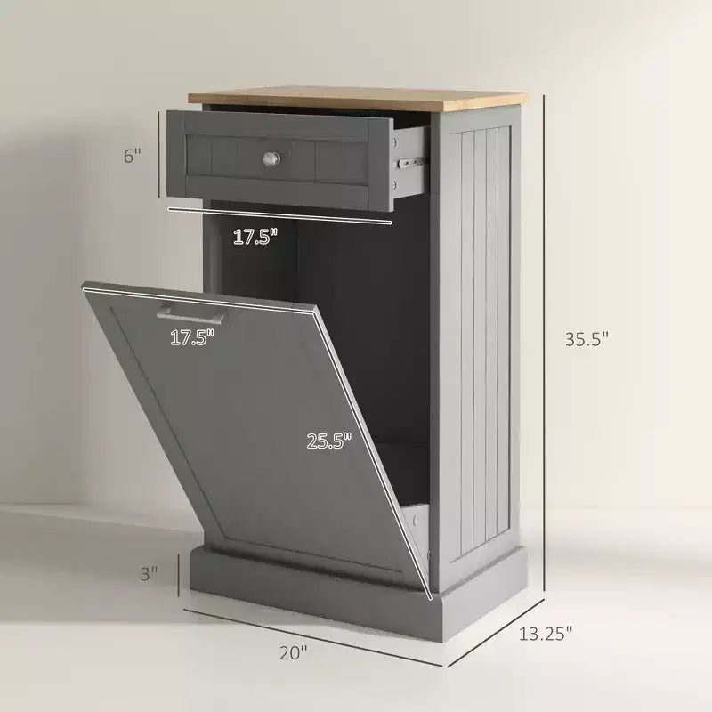 Mobile da cucina con pattumiera a ribalta, mobile per la raccolta differenziata indipendente, supporto per pattumiera con cassetto
