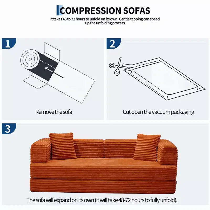 80,7 Divano letto trasformabile 5 in 1 – Velluto a coste, 544 kg, Nessun assemblaggio