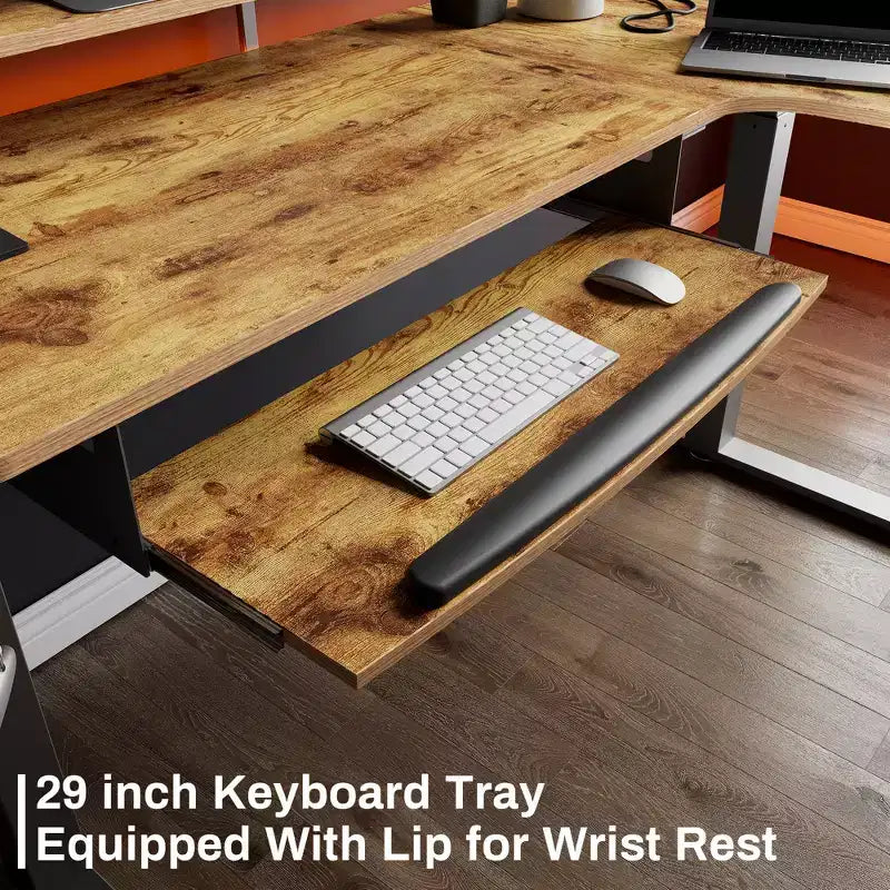 Bureau assis-debout en forme de L EUREKA ERGONOMIC 60x23 avec accessoires