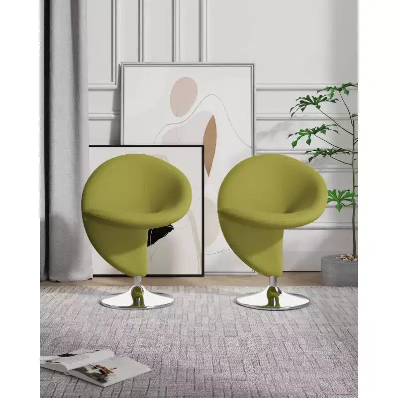 Set di 2 Poltrone Girevoli "Curl" in Misto Lana - Manhattan Comfort