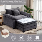 Fauteuil d'appoint surdimensionné en chenille EHMKNP avec pouf