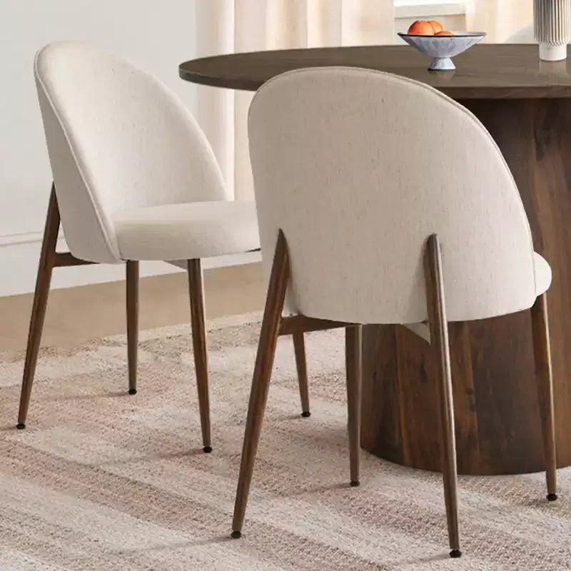Set da pranzo rotondo a 5 pezzi, tavolo a piedistallo da 46 pollici color noce e sedie imbottite senza braccioli, per angoli colazione-Panipeachy