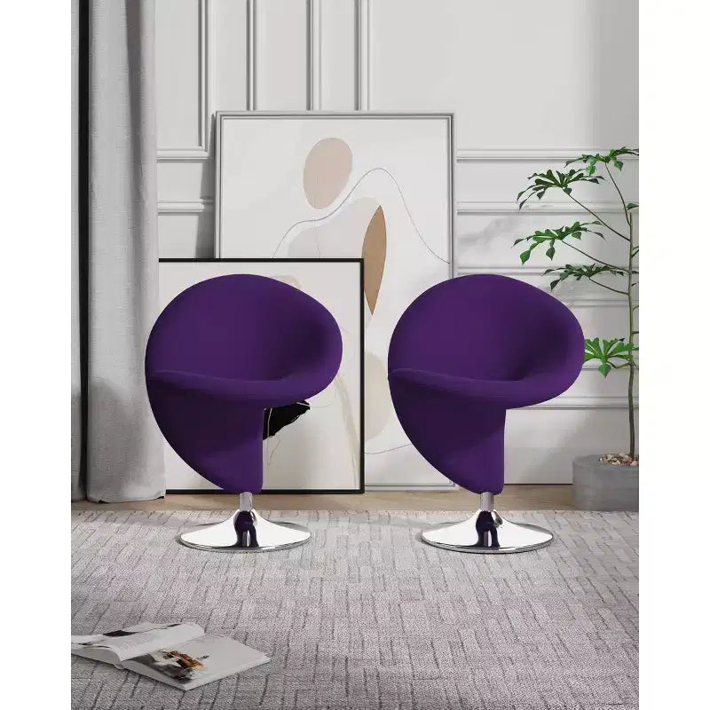 Set di 2 Poltrone Girevoli "Curl" in Misto Lana - Manhattan Comfort