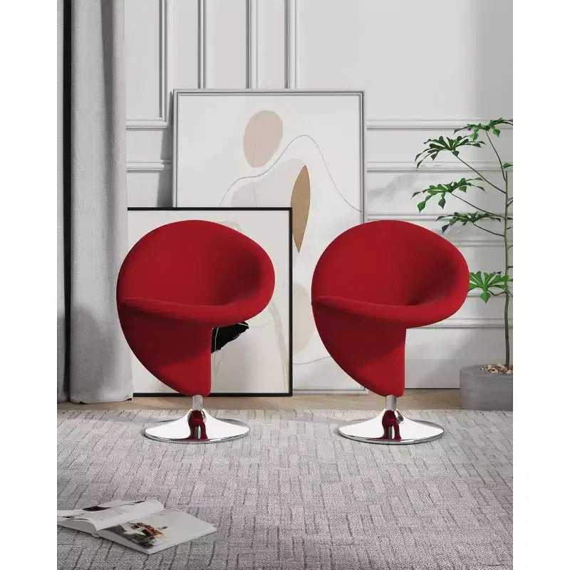 Set di 2 Poltrone Girevoli "Curl" in Misto Lana - Manhattan Comfort