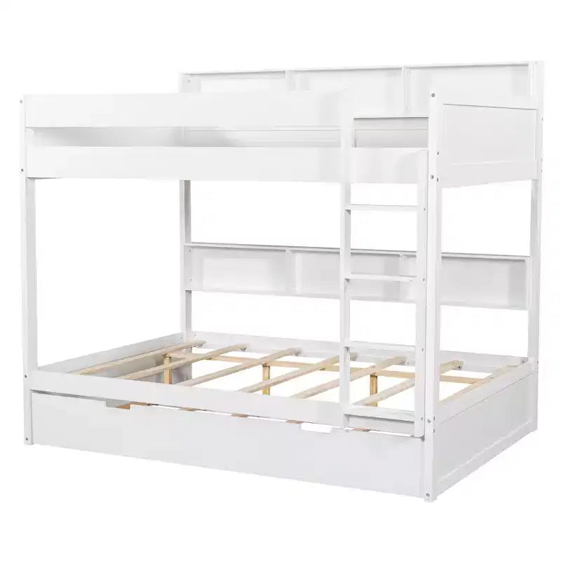 Luxystar Letto a castello moderno completo su completo con ripiani e letto estraibile