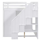 Lit mezzanine pleine taille Teddy Fleece avec étagère de rangement et tiroirs, lit mezzanine haut en bois avec bureau polyvalent pour chambre à coucher